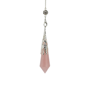 Rose Quartz Faceted Pendulum with velvet pouch – Love, Healing & Heart Chakra - Heavenly Crystals Online