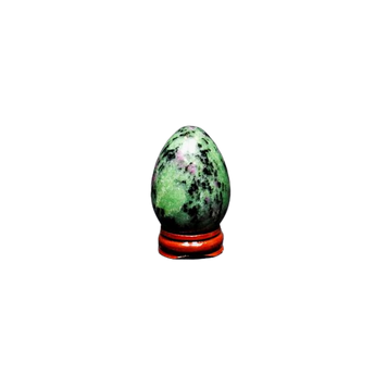 Ruby Zoisite Egg with Wooden Stand (117g) – The Stone of Passion, Growth & Spiritual Awakening - Heavenly Crystals Online