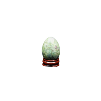 Ruby in Fuchsite Egg with Wooden Stand (68g) – The Stone of Heart Healing, Courage & Vitality - Heavenly Crystals Online