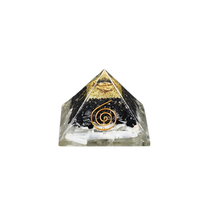 Selenite, Black Tourmaline, Clear Quartz & Copper Orgonite Pyramid – Cleansing, Protection, Clarity & High‑Frequency Alignment - Heavenly Crystals Online