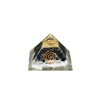 Selenite, Black Tourmaline, Clear Quartz & Copper Orgonite Pyramid – Cleansing, Protection, Clarity & High‑Frequency Alignment - Heavenly Crystals Online