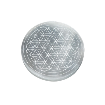 Selenite Flower of Life Gridding Plate - Heavenly Crystals Online
