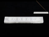 Selenite Incense Holder with Chakra Design – Cleansing Crystal Burner for Incense Sticks - Heavenly Crystals Online