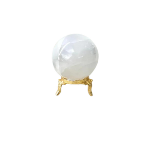 Selenite Sphere with Wooden Stand – Cleansing, Purifying & High‑Vibration - Heavenly Crystals Online