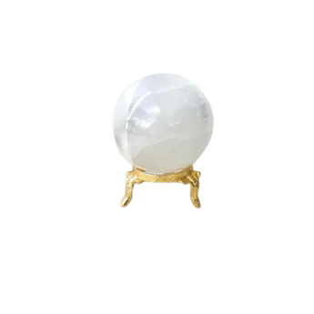 Selenite Sphere with Wooden Stand – Cleansing, Purifying & High‑Vibration - Heavenly Crystals Online