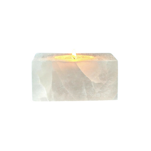 Selenite Square Candle Holder – Cleansing, Purification & Soft Ambient Light - Heavenly Crystals Online