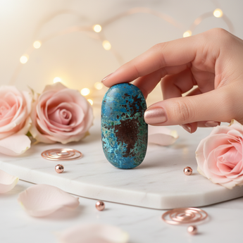 Shattuckite Palm Stone (91g) – Intuition, Communication & Inner Truth - Heavenly Crystals Online