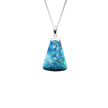 Shattuckite Triangular Shaped Pendant in 925 Sterling Silver with chain - Intuition and Clarity - Heavenly Crystals Online