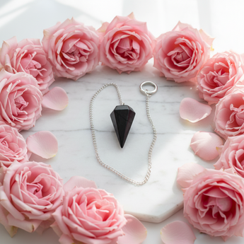Shungite Genuine Faceted Pendulum with Velvet Pouch – Protection, Grounding & Energetic Shielding - Heavenly Crystals Online