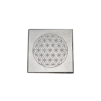 Shungite Genuine Grid engraved Flower of Life - Heavenly Crystals Online