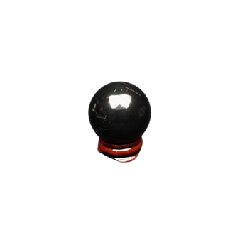 Shungite Sphere Genuine with wooden stand – EMF Protection, Grounding & Purification - Heavenly Crystals Online