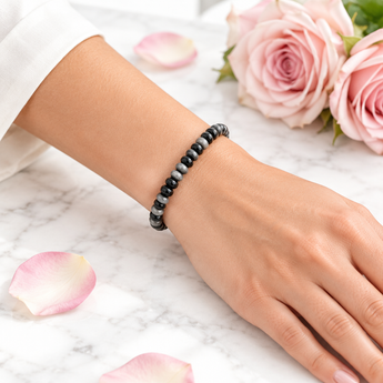 Silver Sheen Obsidian Rondelle Bracelet – Protection, Clarity & Energy Shielding - Heavenly Crystals Online