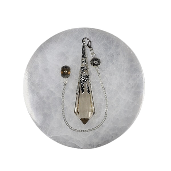 Smoky Quartz Light Faceted Pendulum with Velvet Pouch – Protection, Grounding & Clear Guidance - Heavenly Crystals Online