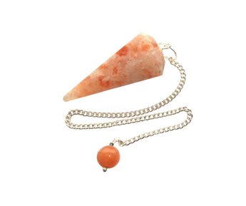 Sunstone Faceted Crystal Pendulum with Velvet Pouch – Joy, Confidence & Positive Energy - Heavenly Crystals Online