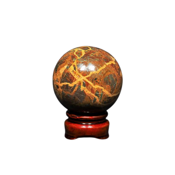 Tiger Iron Sphere with wooden stand (353g) – Strength, Vitality & Grounding Energy - Heavenly Crystals Online