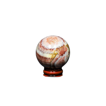 Tri Calcite Rainbow Sphere with wooden sphere holder (196g) – Joy, Balance & Uplifting Energy - Heavenly Crystals Online