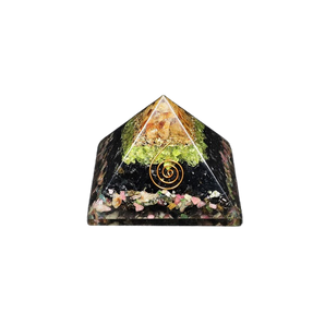 Watermelon Tourmaline, Black Tourmaline, Peridot, Carnelian & Copper Orgonite Pyramid (301g) – Heart Healing, Protection, Abundance & Energy Activation - Heavenly Crystals Online