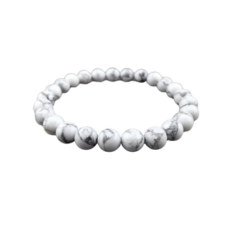 White Howlite Bracelet (8mm) Calm, Clarity & Emotional Balance - Heavenly Crystals Online