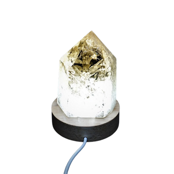 Wooden LED Light Base for Crystals – White Glow Display Stand - Heavenly Crystals Online
