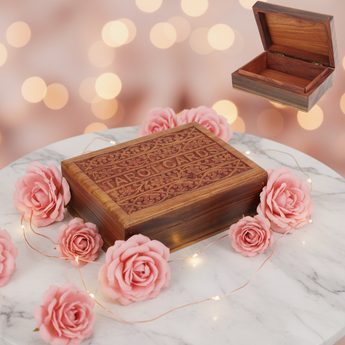 Wooden Trinket Box – Sheesham Wood Tarot Card Storage & Keepsake Box - Heavenly Crystals Online