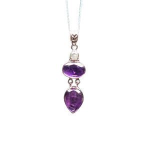 Amethyst with Moonstone Pendant 925 Sterling Silver