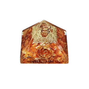Carnelian, Clear Quartz, Copper Orgonite Pyramid
