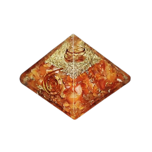 Carnelian, Clear Quartz, Copper Orgonite Pyramid