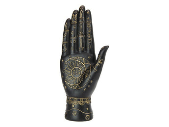 Black/Gold Palmistry Hand Phrenology - Heavenly Crystals Online