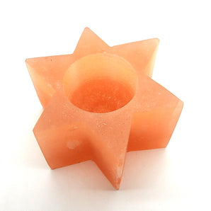 Orange Selenite Star Candle Holder (579g) – Cleansing Crystal Tealight Holder - Heavenly Crystals Online