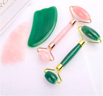Rose Quartz Facial Massage Roller and Gua Sha in Gift Box - Heavenly Crystals Online