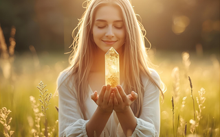 Golden Citrine crystal spheres and points for manifestation, abundance, confidence and clarity
