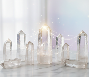 Lemurian Quartz channeling crystals with 7-3 formation for divine guidance and spiritual connection