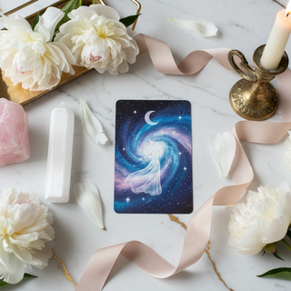 Luxury oracle cards spread on a table for spiritual guidance, intuitive reading and beginner practice