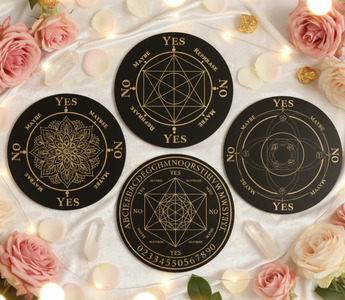Luxury pendulum boards with roses and fairy lights for sacred divination, intuition and spiritual guidance