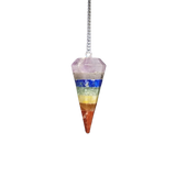 7 Chakra Faceted Pendulum with velvet pouch - Intuition & Energy Balance - Heavenly Crystals Online
