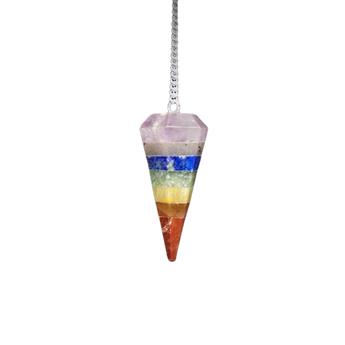 7 Chakra Faceted Pendulum with velvet pouch - Intuition & Energy Balance - Heavenly Crystals Online