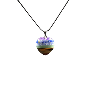 7 Chakra Gemstone Heart Pendant on Black Cord - Balance & Healing - Heavenly Crystals Online
