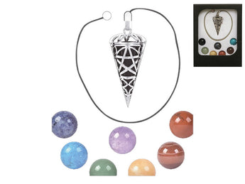 7 Chakra Gemstones & Pendulum Gift Box – Crystal healing set for energy balance & intuition - Heavenly Crystals Online