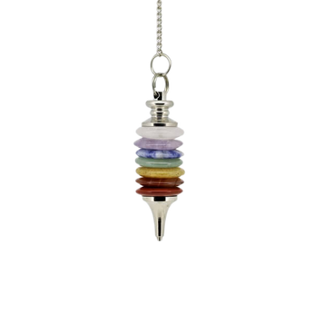 7 Chakra Pendulum with Velvet Pouch – Healing Crystal Tool - Heavenly Crystals Online