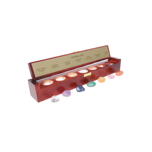 7 Chakra Tumbled Stone Set in Wooden Box – Crystal Healing Gift Set - Heavenly Crystals Online