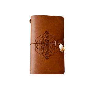 Leather Journal 7 Chakra Flower of Life with Citrine