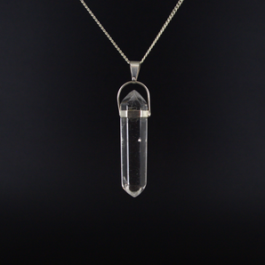 Clear Quartz Pendant with Silver Chain