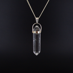 Clear Quartz Pendant with Silver Chain