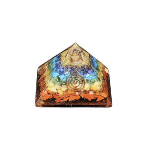 7 Chakra, Clear Quartz, Copper Orgonite Pyramid - 224 grams