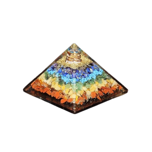 7 Chakra, Clear Quartz, Copper Orgonite Pyramid - 224 grams