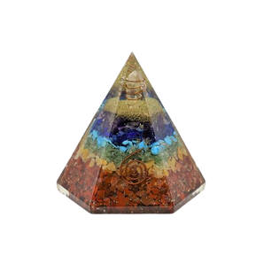 7 Chakra, Clear Quartz, Copper, Metatron's Cube Orgonite Hexagonal Pyramid - 387 grams