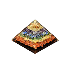 7 Chakra, Clear Quartz, Copper, Tree of Life Orgonite Pyramid - 190 grams