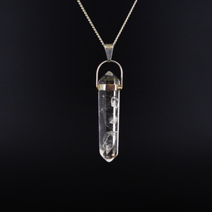 Clear Quartz Pendant with Silver Chain