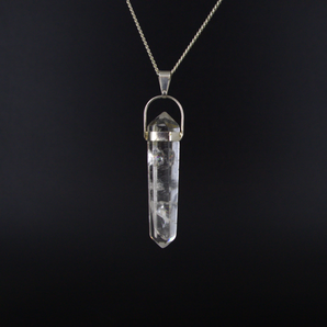 Clear Quartz Pendant with Silver Chain