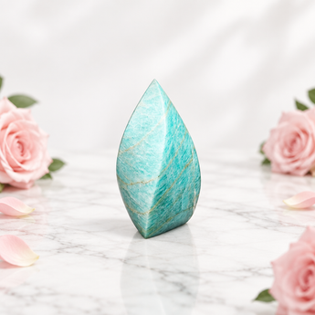 Amazonite Flame (165g) Calming Crystal Natural Gemstone Carving - Heavenly Crystals Online
